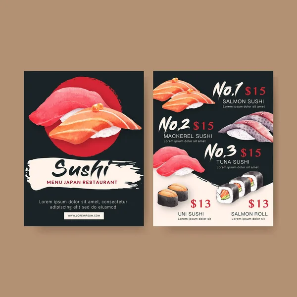 Κομψό Σχεδιασμό Πρότυπο Μενού Σούσι Κείμενο Διανυσματική Απεικόνιση — Διανυσματικό Αρχείο