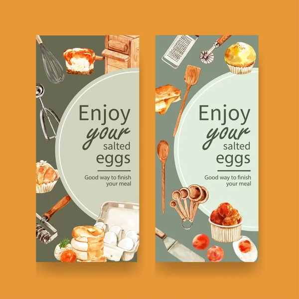 stylish salted eggs flyers template design with text, vector illustration