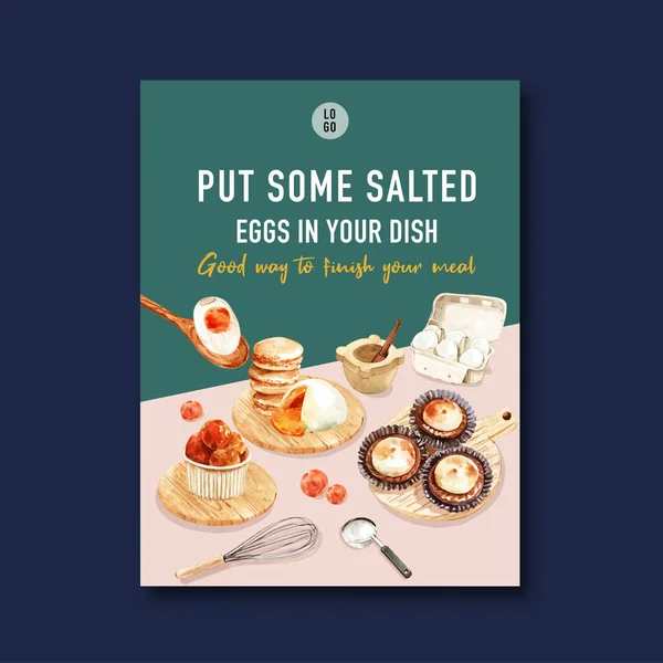 Snygg Saltade Ägg Affisch Mall Design Med Text Vektor Illustration — Stock vektor