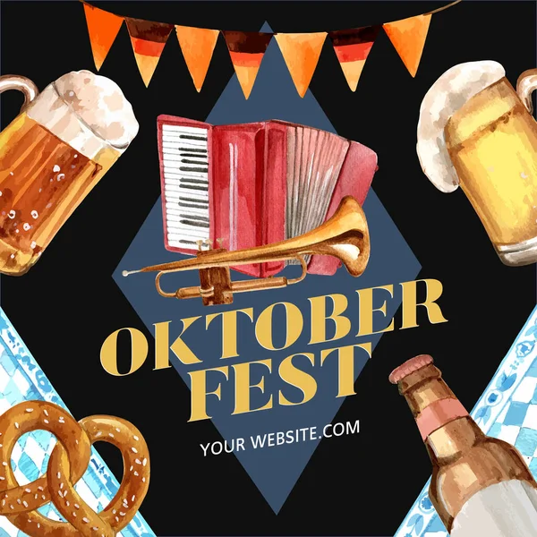 Elegante Oktoberfest Diseño Plantilla Marco Con Texto Ilustración Vectorial — Archivo Imágenes Vectoriales