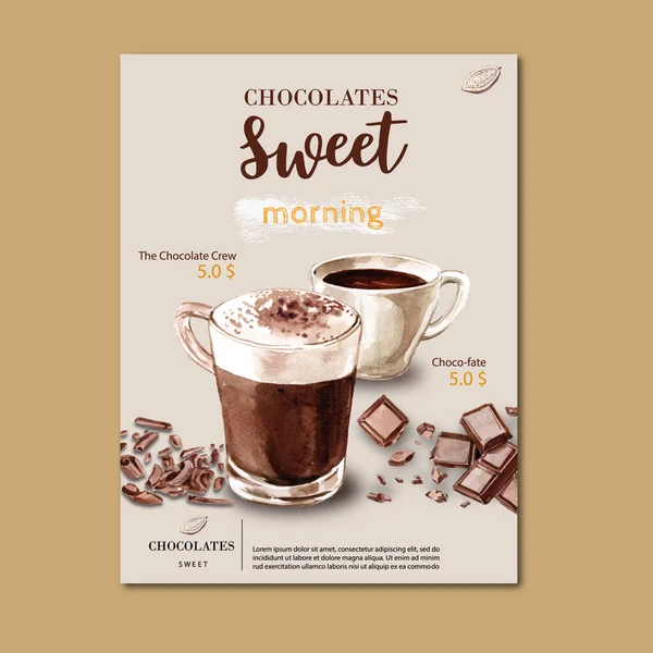 Design Modelo Cartaz Chocolate Elegante Com Texto Ilustração Vetorial — Vetor de Stock