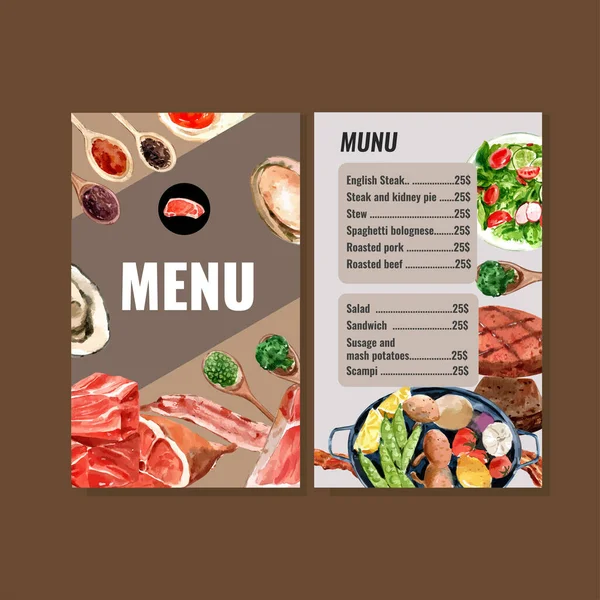 Design Modelo Menu Comida Elegante Com Texto Ilustração Vetorial — Vetor de Stock