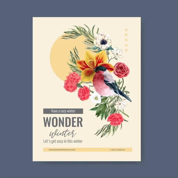 stylish template flowers poster design with text, vector illustration