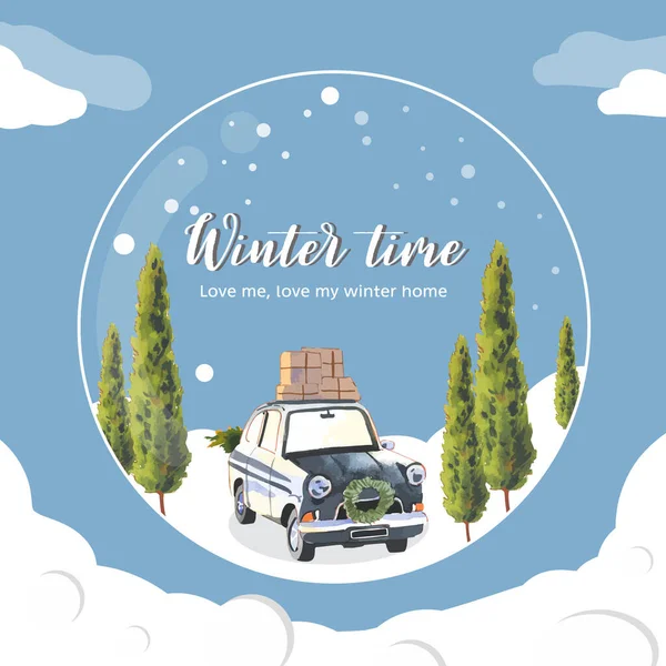 stylish winter home wreath template design with text, vector illustration