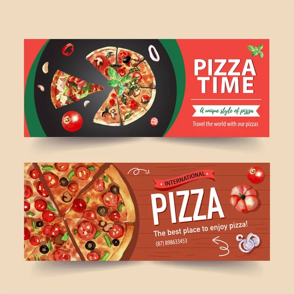 Design Élégant Bannières Pizza Avec Texte Illustration Vectorielle — Image vectorielle