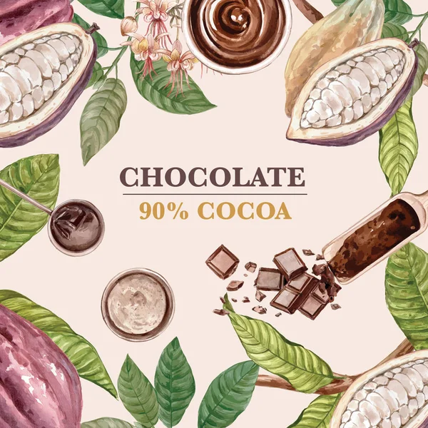 Elegante Cioccolato Comporre Disegno Modello Con Testo Illustrazione Vettoriale — Vettoriale Stock