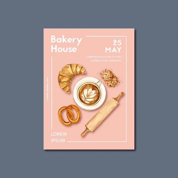 Stilvolle Bäckerei Plakatvorlage Design Mit Text Vektorillustration — Stockvektor
