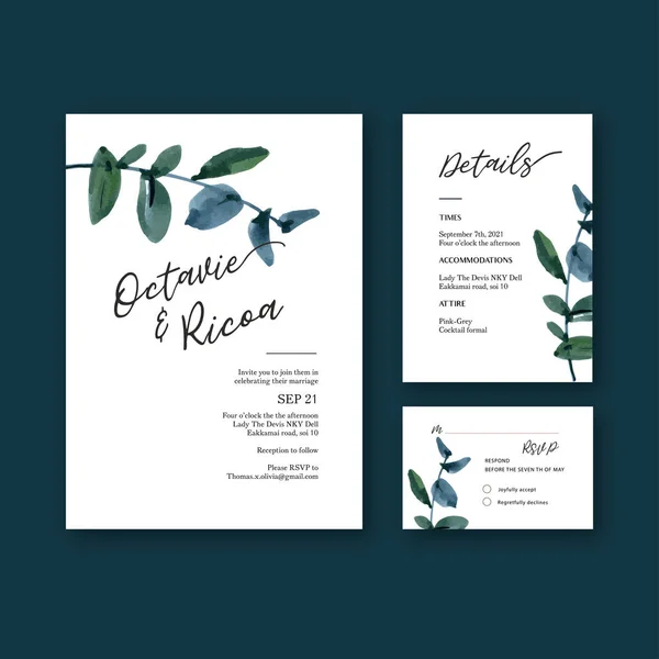 Stilvolle Hochzeitskarten Vorlage Design Mit Text Vektorillustration — Stockvektor