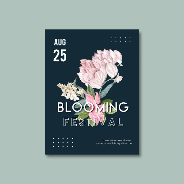 Elegante Plantilla Flores Diseño Póster Con Texto Vector Ilustración — Archivo Imágenes Vectoriales