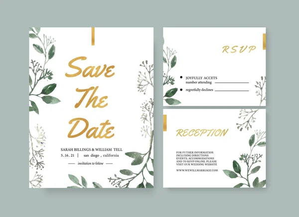 Design Modelo Cartões Casamento Elegante Com Texto Ilustração Vetorial — Vetor de Stock