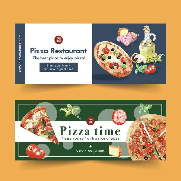 Design Élégant Bannières Pizza Avec Texte Illustration Vectorielle — Image vectorielle