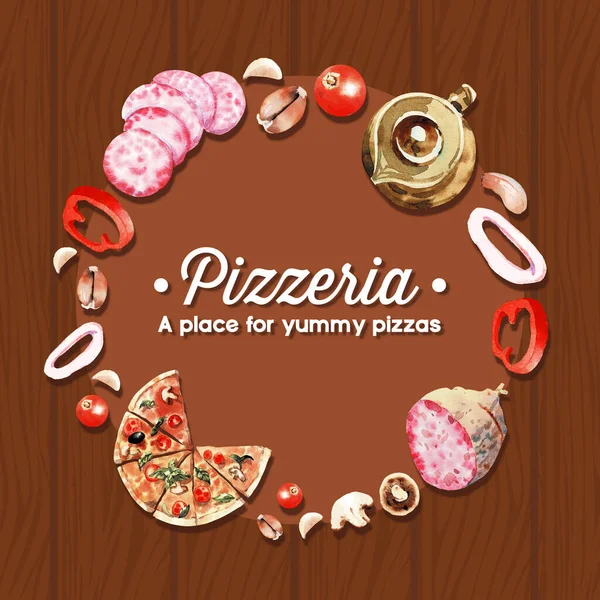 Design Élégant Modèle Couronne Pizza Avec Texte Illustration Vectorielle — Image vectorielle