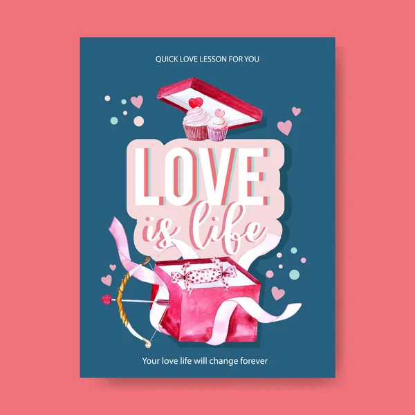 Design Élégant Modèle Affiche Amour Avec Texte Illustration Vectorielle — Image vectorielle