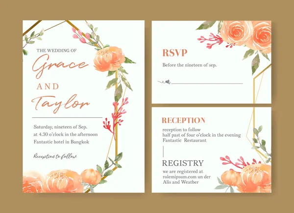 Elegante Diseño Plantilla Tarjetas Boda Con Texto Ilustración Vectorial — Vector de stock