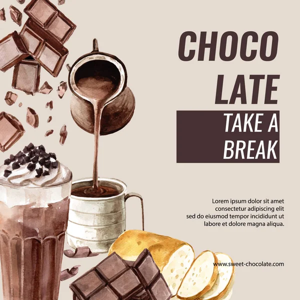Stijlvolle Chocolade Componeren Template Ontwerp Met Tekst Vector Illustratie — Stockvector