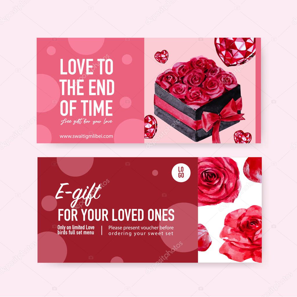stylish love vouchers template design with text, vector illustration
