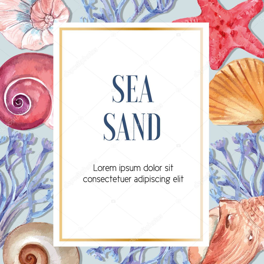 stylish sea life template design with text, vector illustration