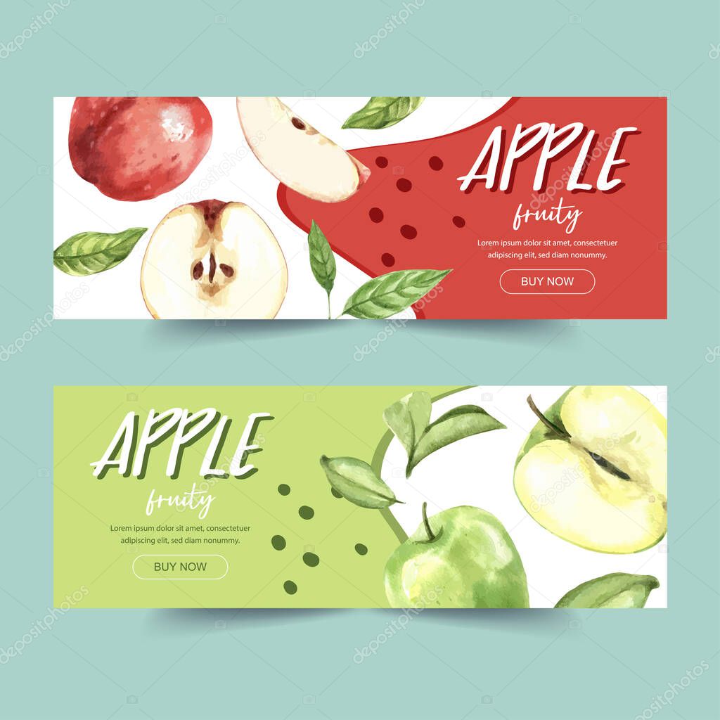 stylish fruits banners template design with text, vector illustration 