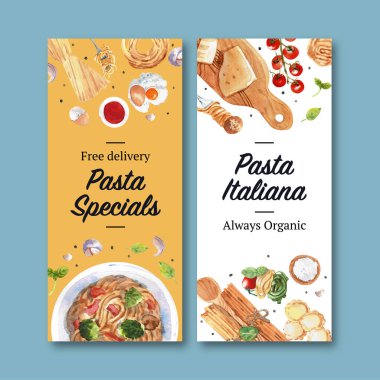 şık makarna broşürleri metin ve vektör illüstrasyonlu tasarım