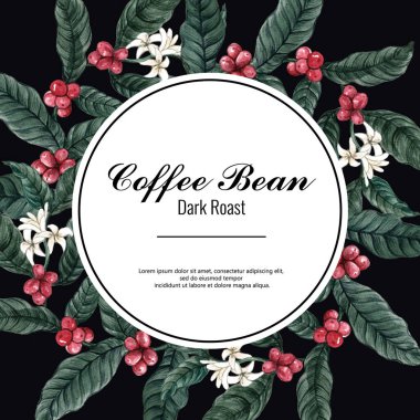 Metin ve vektör illüstrasyonlu şık kahve poster şablonu tasarımı