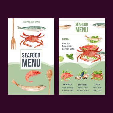 Metin ve vektör illüstrasyonlu şık yemek menüsü şablonu tasarımı