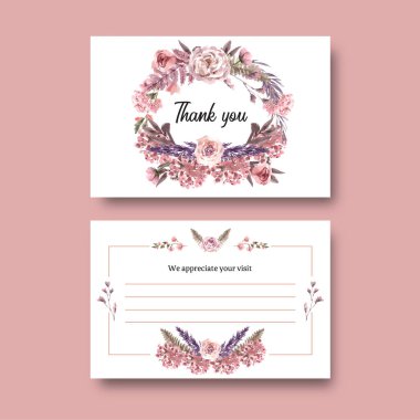 Metin ve vektör illüstrasyonlu çiçek şablonlu şık kartpostal