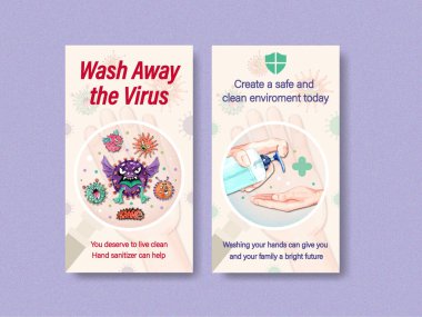 Metin ve vektör illüstrasyonlu şık el yıkama şablonu tasarımı