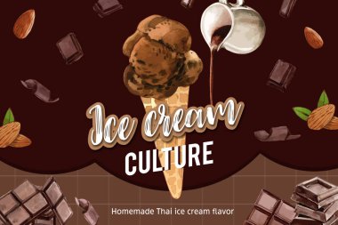 Şekil dondurma çerçeve şablonu tasarımı metin, vektör illüstrasyonu