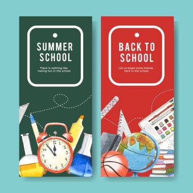 Metin ve vektör illüstrasyonlu stil okul şablonu tasarımı