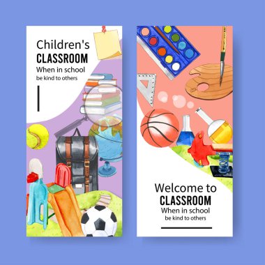 Metin ve vektör illüstrasyonlu stil okul şablonu tasarımı