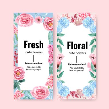 şık çiçekli el ilanları metin ve vektör illüstrasyonlu tasarım.