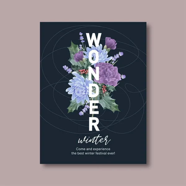 Modèle Élégant Fleurs Affiche Design Avec Texte Illustration Vectorielle — Image vectorielle