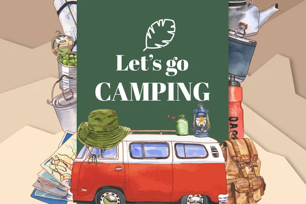 Snygg Camping Ram Mall Design Med Text Vektor Illustration — Stock vektor