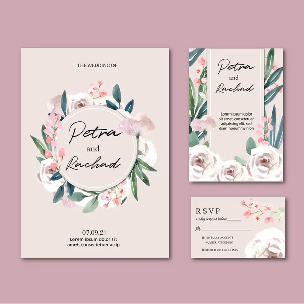 Stilvolle Hochzeitskarten Vorlage Design Mit Text Vektorillustration — Stockvektor