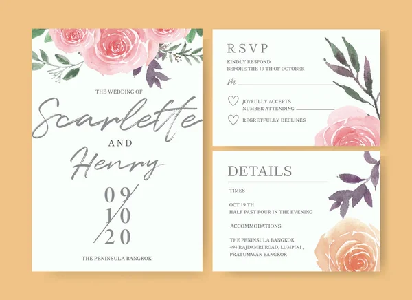 Design Modelo Cartões Casamento Elegante Com Texto Ilustração Vetorial —  Vetores de Stock