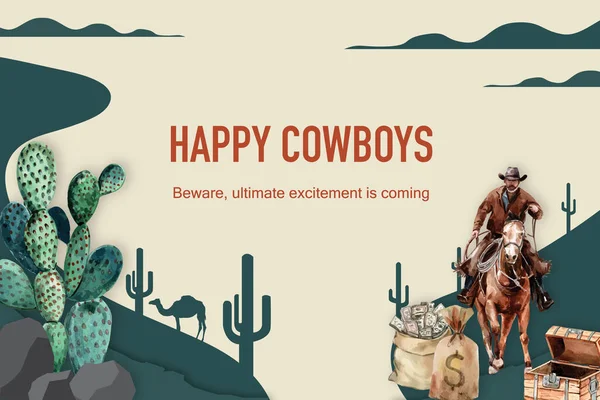 Stilvolles Cowboy Rahmendesign Mit Text Vektorillustration — Stockvektor