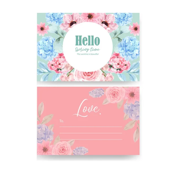 Design Elegante Floral Encantador Cartões Postais Modelo Com Texto Ilustração — Vetor de Stock