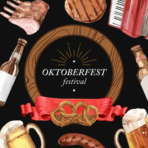 Elegante Oktoberfest Diseño Plantilla Marco Con Texto Ilustración Vectorial — Archivo Imágenes Vectoriales