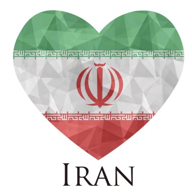 kalp şeklinde İran bayrağı üçgen dokusu, vektör illüstrasyonu 