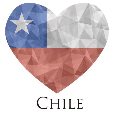 Üçgen desenli, vektör resimli Şili bayrağı şeklinde bir kalp. 