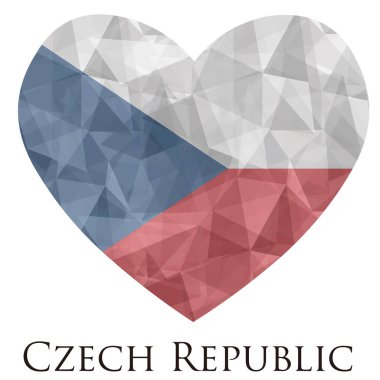 Üçgen desenli, vektör illüstrasyonlu Çek Cumhuriyeti bayrağı şeklinde kalp 
