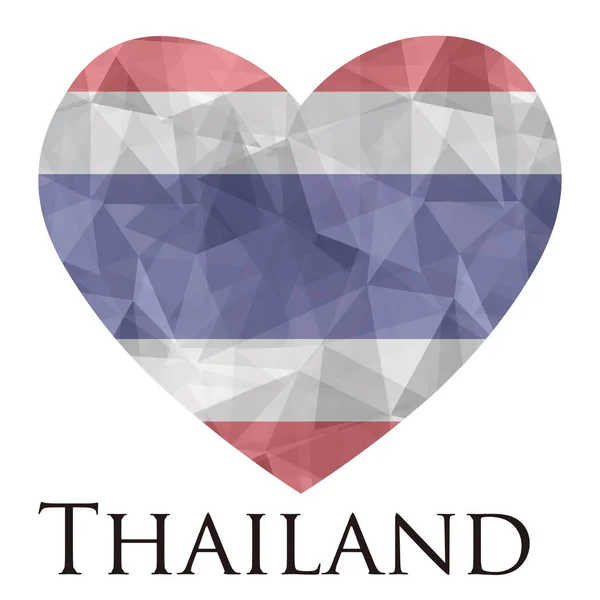 Coeur Forme Drapeau Thaïlande Avec Texture Triangulaire Illustration Vectorielle — Image vectorielle
