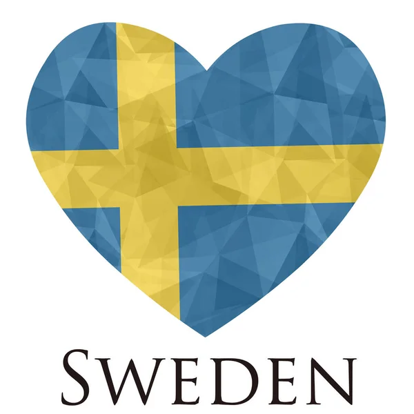 Coração Forma Bandeira Suécia Com Textura Triângulos Ilustração Vetorial — Vetor de Stock