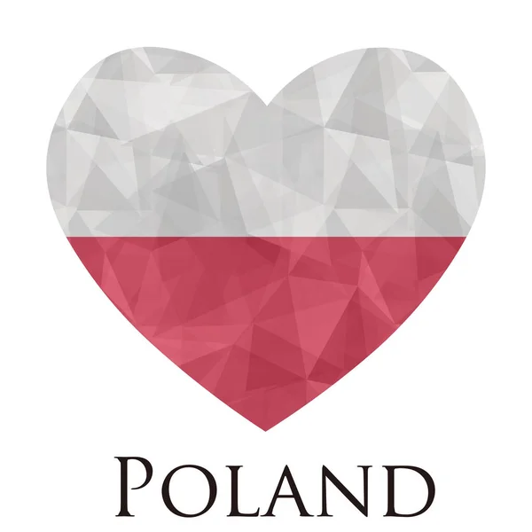 Serce Kształcie Flagi Polski Trójkątną Fakturą Ilustracja Wektorowa — Wektor stockowy