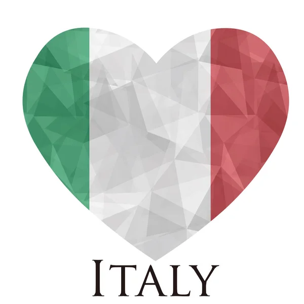 Heart Shaped Italy Flag Triangles Texture Vector Illustration — Stock Vector