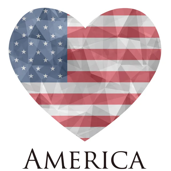 Corazón Forma Bandera América Con Textura Triángulos Ilustración Vectores — Vector de stock