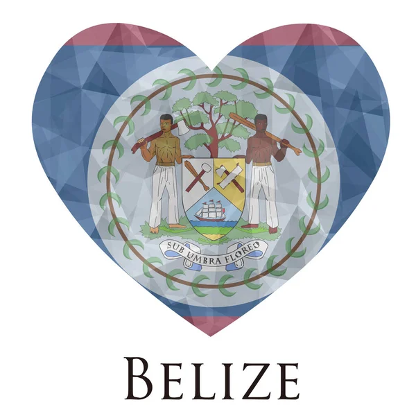 Serce Kształcie Flagi Belize Trójkątnej Tekstury Wektor Ilustracji — Wektor stockowy