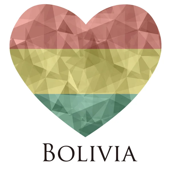 Corazón Forma Bandera Bolivia Con Textura Triángulos Ilustración Vectorial — Archivo Imágenes Vectoriales