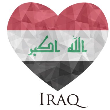 kalp şeklinde Irak bayrağı üçgen desen, vektör illüstrasyonu 