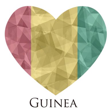 Üçgen desenli, vektör illüstrasyonlu Gine bayrağı şeklinde kalp. 